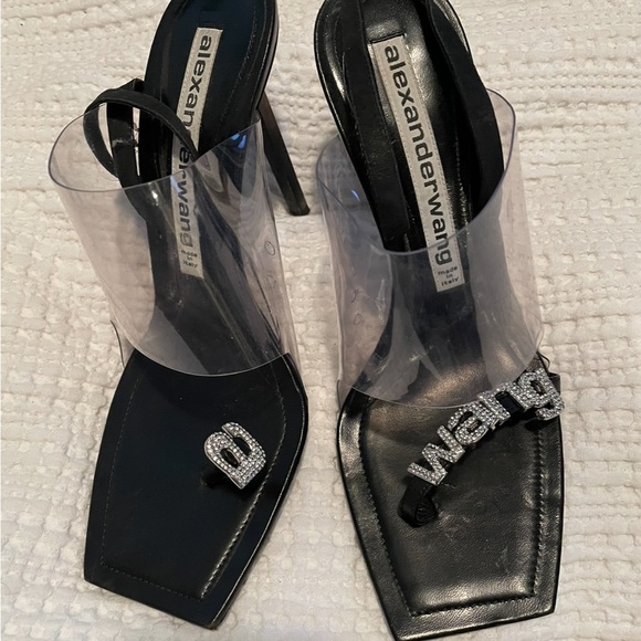 Alexander Wang Kaia Clear Crystal Logo Sandal - Picture 2 of 4